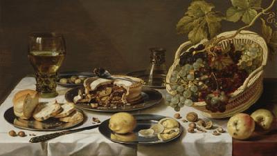 Pieter Claesz Tabletop Still Life with Mince Pie and Basket of Grapes China oil painting art
